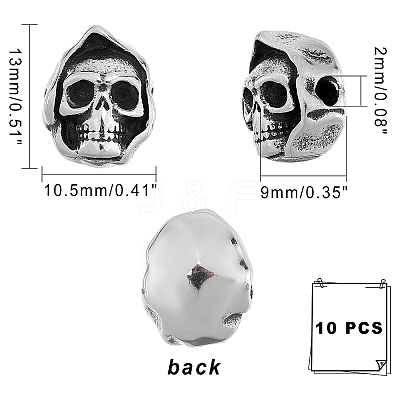 10Pcs Halloween 304 Stainless Steel Beads STAS-DC0008-83-1