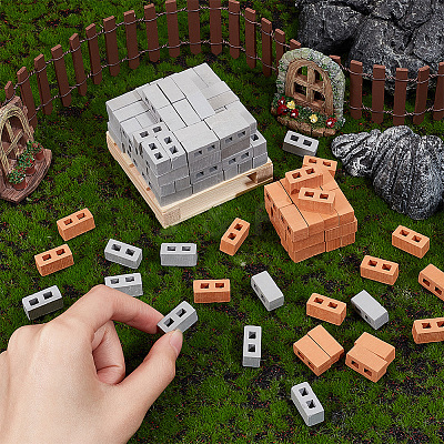2 Colors Polymer Clay Mini Wall Bricks AJEW-OC0005-03A-1