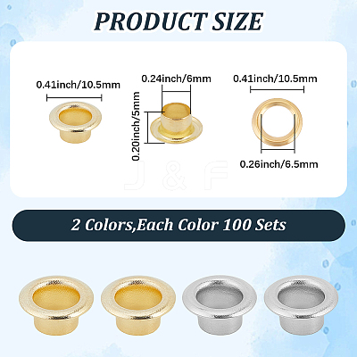 200Pcs 2 Colors Iron Grommet Eyelet Findings IFIN-GF0001-59B-1
