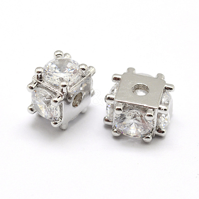 Brass Micro Pave Grade AAA Cubic Zirconia Beads KK-P126-02P-NR-1