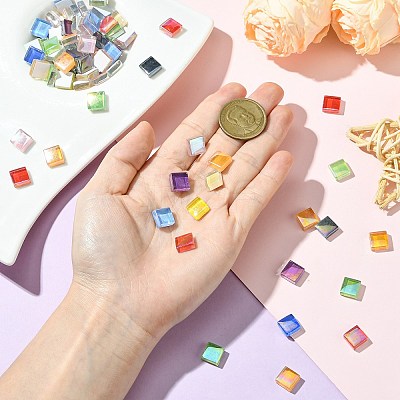 240Pcs 12 Colors Rainbow Iridescent Glass Cabochons DIY-CJ0003-10-1