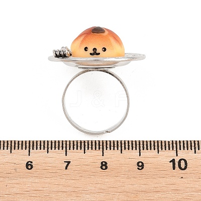 Afternoon Tea Resin & Plastic Adjustable Finger Rings for Women RJEW-K317-01D-1