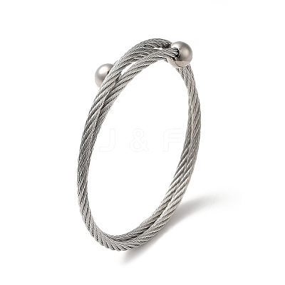 Non-Tarnish 304 Stainless Steel Double Layer Wrap Bangles BJEW-P310-02A-P-1