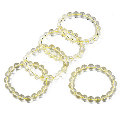 Synthetic Citrine Beaded Stretch Bracelets BJEW-Q692-48A-1