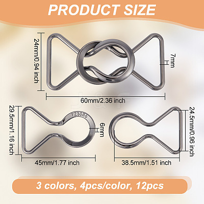 12Pcs 3 Colors Alloy Belt Buckles FIND-OC0002-91A-1