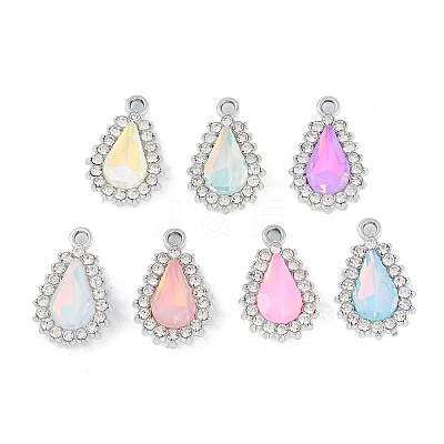 UV Plating Alloy with Mixed Color Glass Rhinestone Pendants FIND-M018-39P-1