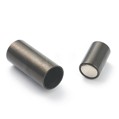 304 Stainless Steel Magnetic Clasps with Glue-in Ends Ion Plating(IP) STAS-O148-09G-EB-1