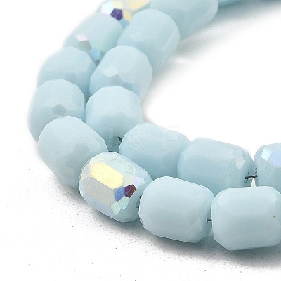 Frosted Imitation Jade Glass Beads Strands GLAA-P058-08A-03-1