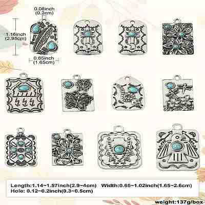 24Pcs 12 Styles Resin Imitation Turquoise Pendants FIND-CJ0003-52-1