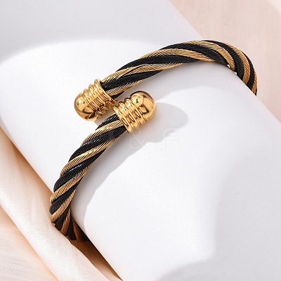 304 Stainless Steel Torque Bangles for Women Men BJEW-G584-18G-04-1