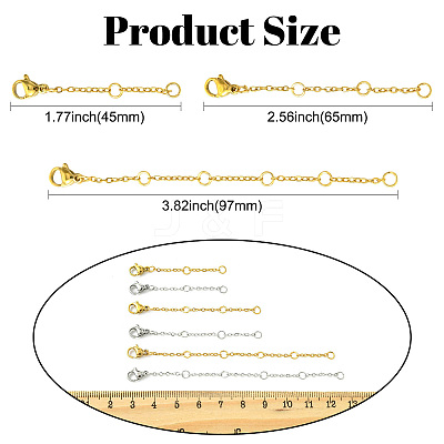 2 Bags 2 Colors 316 Surgical Stainless Steel Chain Extender STAS-CJ0002-82-1