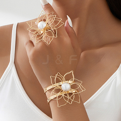 Hollow Flower Iron Cuff Bangles & Rings Sets FS-WGA02DC-01-1