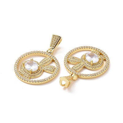 Brass Micro Pave Cubic Zirconia Pendants ZIRC-F134-26G-01-1