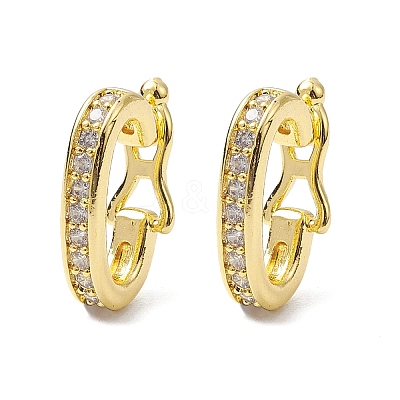 Brass Micro Pave Clear Cubic Zirconia Twister Clasps KK-K360-28G-1