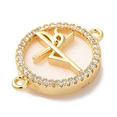 Rack Plating Brass Micro Pave Clear Cubic Zirconia Spanish Faith Cross Connector Charms X-KK-L220-003G-03-1