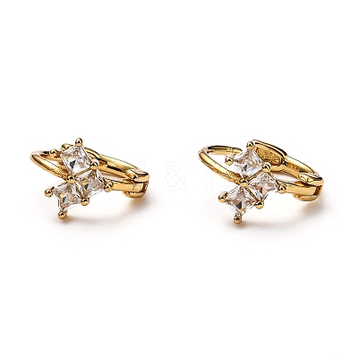 Brass Micro Pave Clear Cubic Zirconia Huggie Hoop Earrings EJEW-H121-20G-1