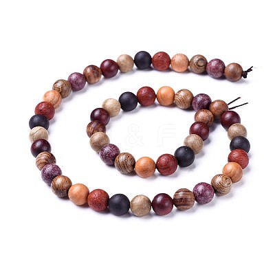 Natural Wood Beads Strands WOOD-F008-07-D-1