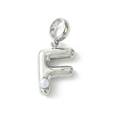 Rack Plating Brass with ABS Plastic Pearl European Dangle Charms KK-G501-02F-P-1