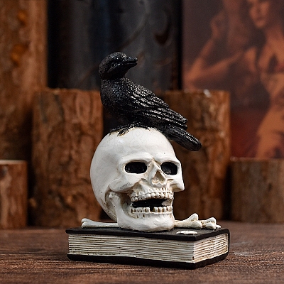 Resin Skull with Bird Figurines PW-WG32223-04-1