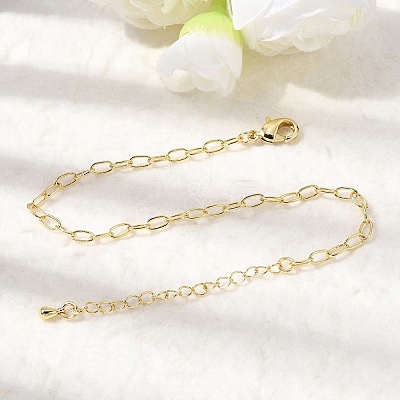 Brass Paperclip Chain Bracelets for Women BJEW-F531-02G-1