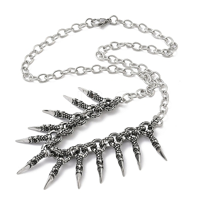 304 Stainless Steel Dragon Claw Bib Necklaces for Men NJEW-D345-02AS-1