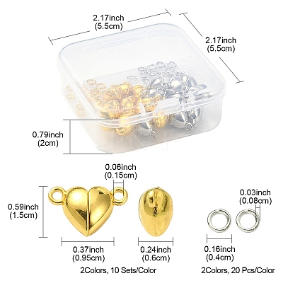 20Pcs 2 Colors Heart Alloy Magnetic Clasps FIND-YW0003-23-1