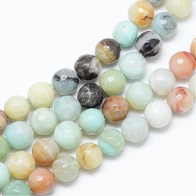 Natural Flower Amazonite Bead Strands G-R346-8mm-22-1