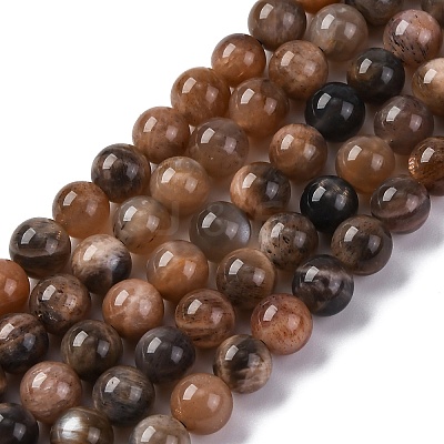 Natural Black Moonstone Beads Strands G-A219-A01-02-1