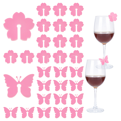 HOBBIESAY 2 Bags Flower & Butterfly Acrylic Wine Glass Charms OACR-HY0001-23B-1