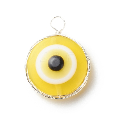 Transparent Evil Eye Resin Pendants PALLOY-JF01845-02-1