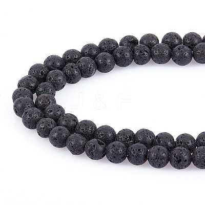 Natural Lava Rock Gemstone Round Bead Strands G-R285-4mm-06-1