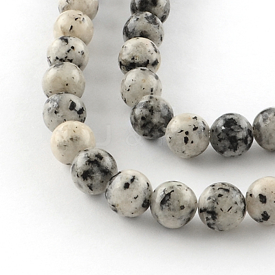 Dyed Natural Sesame Jasper Round Beads Strands G-R342-10mm-15-1