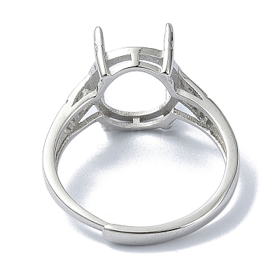 Adjustable 925 Sterling Silver Solitaire Ring Settings STER-K179-16P-1