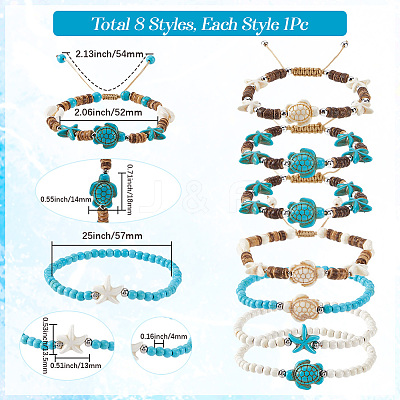 Pcs Coconut Braided Bead Bracelets BJEW-SC0001-49-1