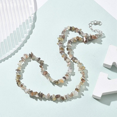 Natural Supper 7 Rutilated Quartz Chip Beaded Necklaces for Men Women NJEW-G159-01V-1