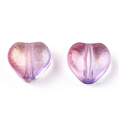 Transparent Spray Painted Glass Beads GLAA-R211-02-B04-1