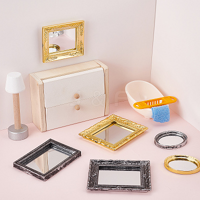 8Pcs 8 Style Miniature Retro Plastic Mirrors MJEW-CP0001-01-1