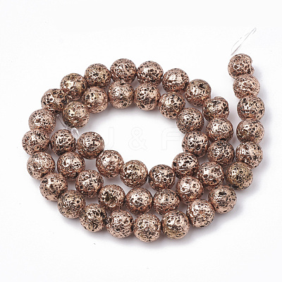 Electroplated Natural Lava Rock Beads Strands G-T098-01C-06-1