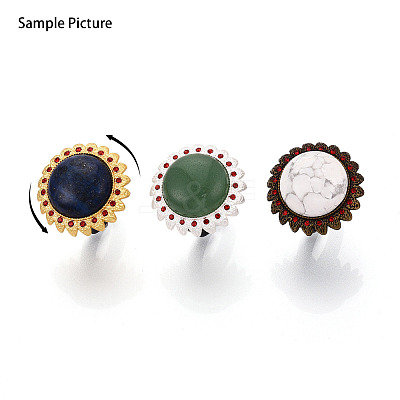 Adjustable Alloy & Iron & Rhinestone Bezel Cup Ring Base with Rotatable Tray MAK-T012-15S-1