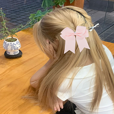 4Pcs 4 Colors Bowknot Polyester Alligator Hair Clips for Women Girls OHAR-LP0001-37-1