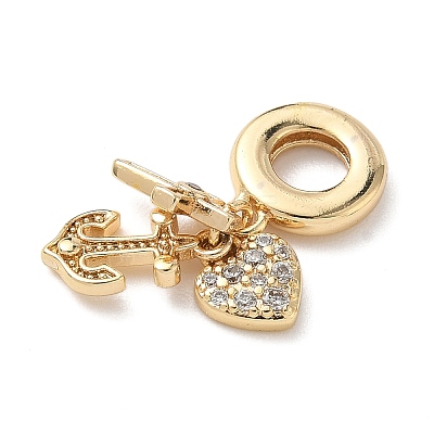 Brass Micro Pave Clear Cubic Zirconia European Dangle Charms KK-D502-04G-1