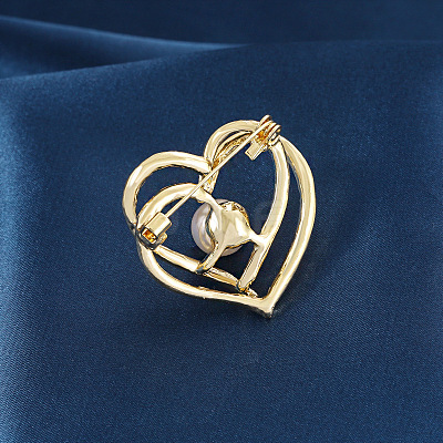 Heart Alloy Rhinestone Brooches for Women PW-WGCAEA0-01-1