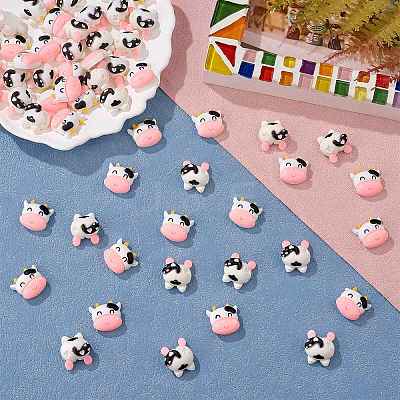 60pcs Resin cabochons cartoon cute cow patch DIY material accessories(2 styles) JX613A-1