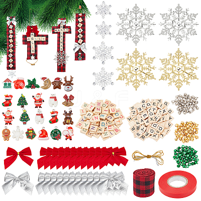 DIY Christmas Themed Wood Pendant Decorations Kits DIY-NB0012-73-1