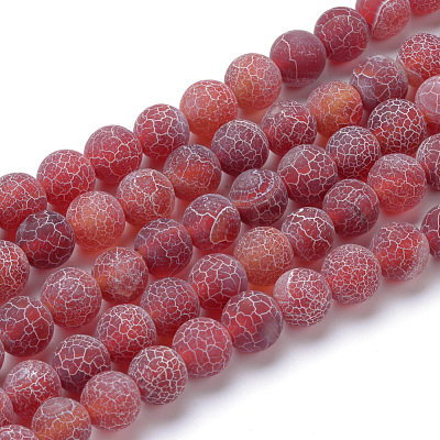Natural & Dyed Crackle Agate Bead Strands G-T056-10mm-05-1