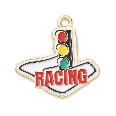Racing Car Theme Alloy Enamel Pendants AL-CBA4666-03H-1