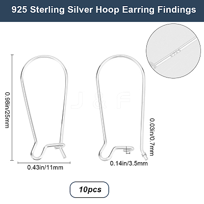 10Pcs 925 Sterling Silver Hoop Earring Findings STER-BBC0006-92B-S-1