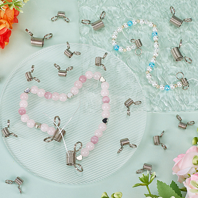 60Pcs 2 Styles Stainless Steel Spring Bead Clamps for Beading Jewelry Making FIND-SC0009-62-1