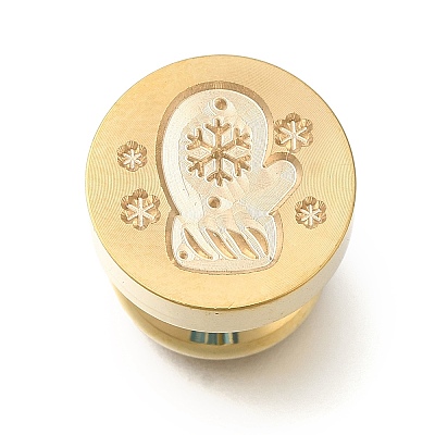 Christmas Golden Tone Wax Seal Brass Stamp Heads LS-AJEW-A058-01F-1