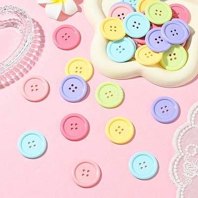 60Pcs 6 Colors Acrylic Buttons BUTT-CJ0001-03-1